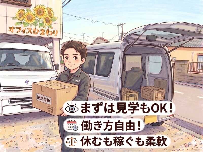株式会社オフィスひまわりの配達/ドライバー/軽作業・物流系 稼ぐ 休む どちらのワガママも叶う軽貨物ドライバー募集画像
